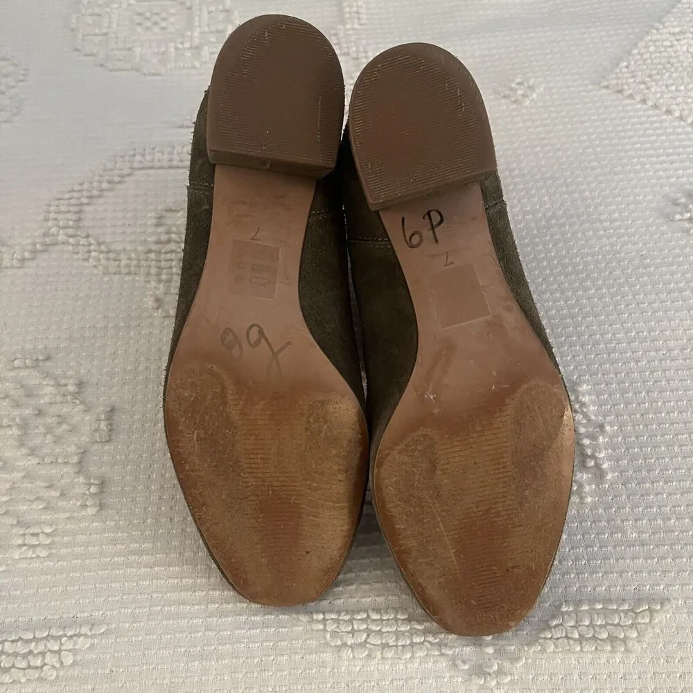 Madewell Olive Green genuine Suede ankle Booties Size 7 festival, music festival - Picture 5 of 11